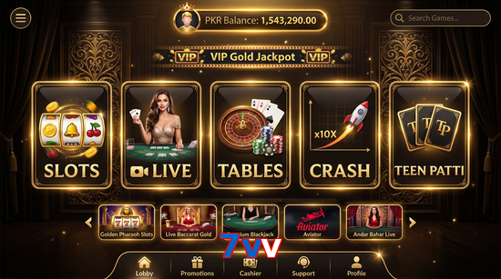 Main screen of 7Vv casino page for PK players