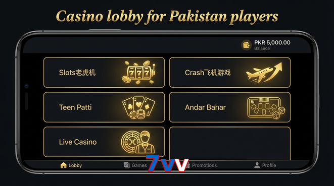 Lobby view of 7Vv for Pakistan users